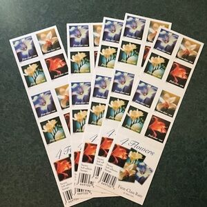 100 - 4 Flower Postage Stamps